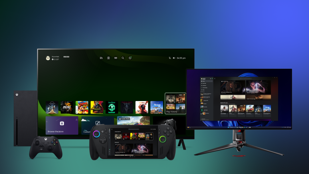 Xbox在主机、PC和手持设备上的跨平台游戏生态展示
