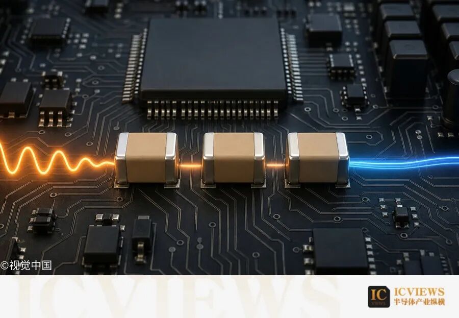 垂直供电系统PCB与电容滤波示意图