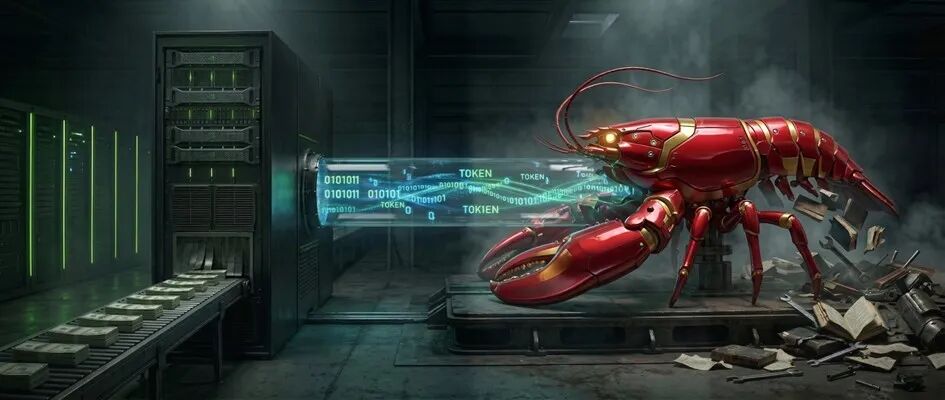 AI生成的“钢铁虾”概念图:象征Token消耗