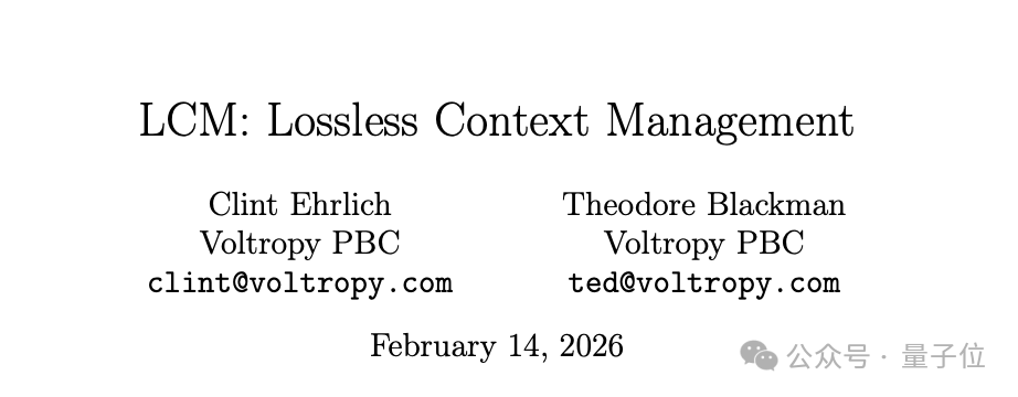 论文《LCM: Lossless Context Management》封面