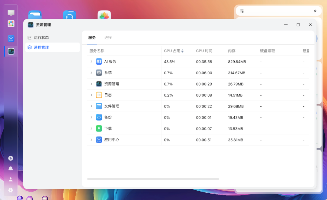 AI识别时进程资源占用