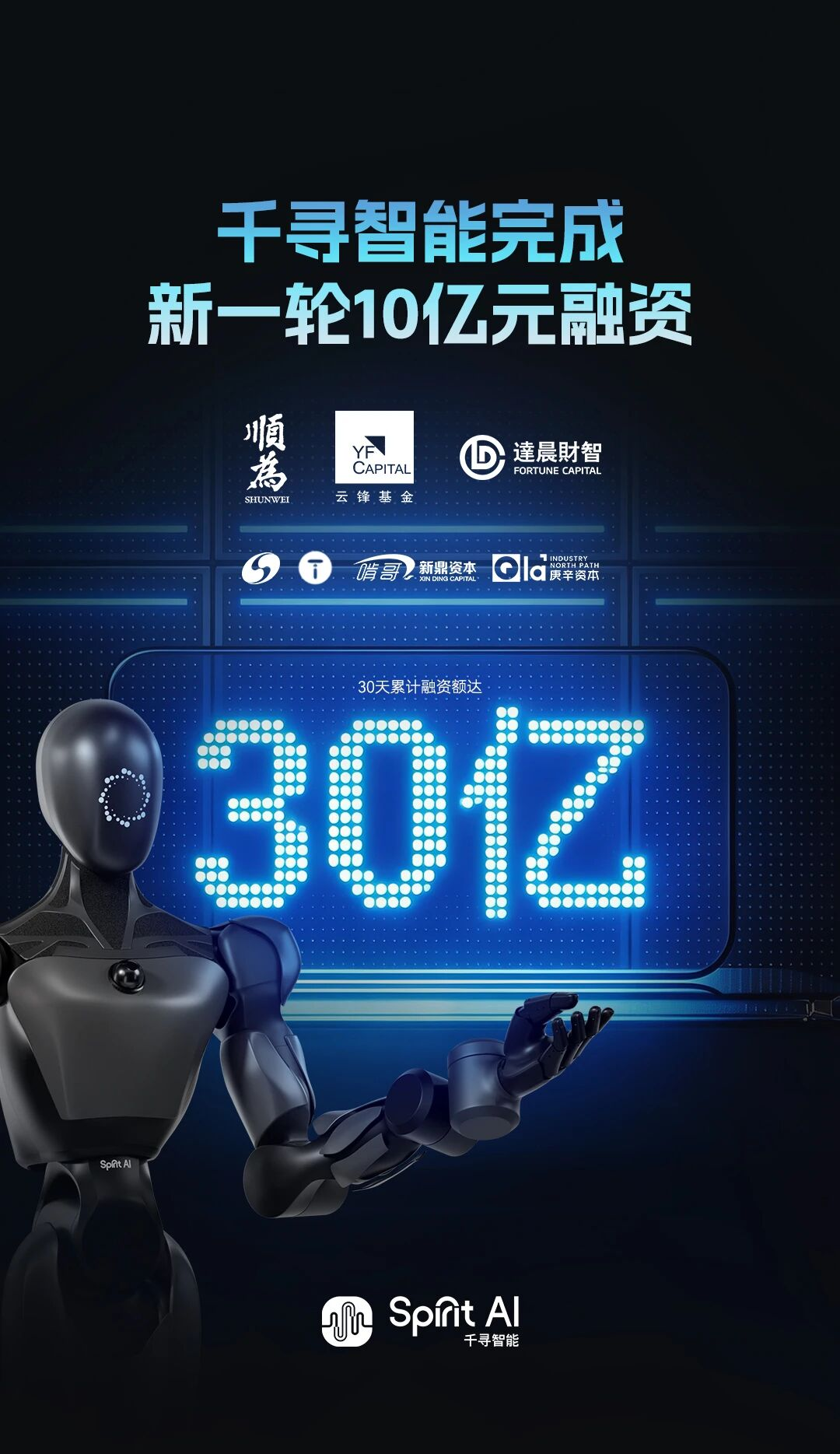 千寻智能新一轮10亿元融资公告图