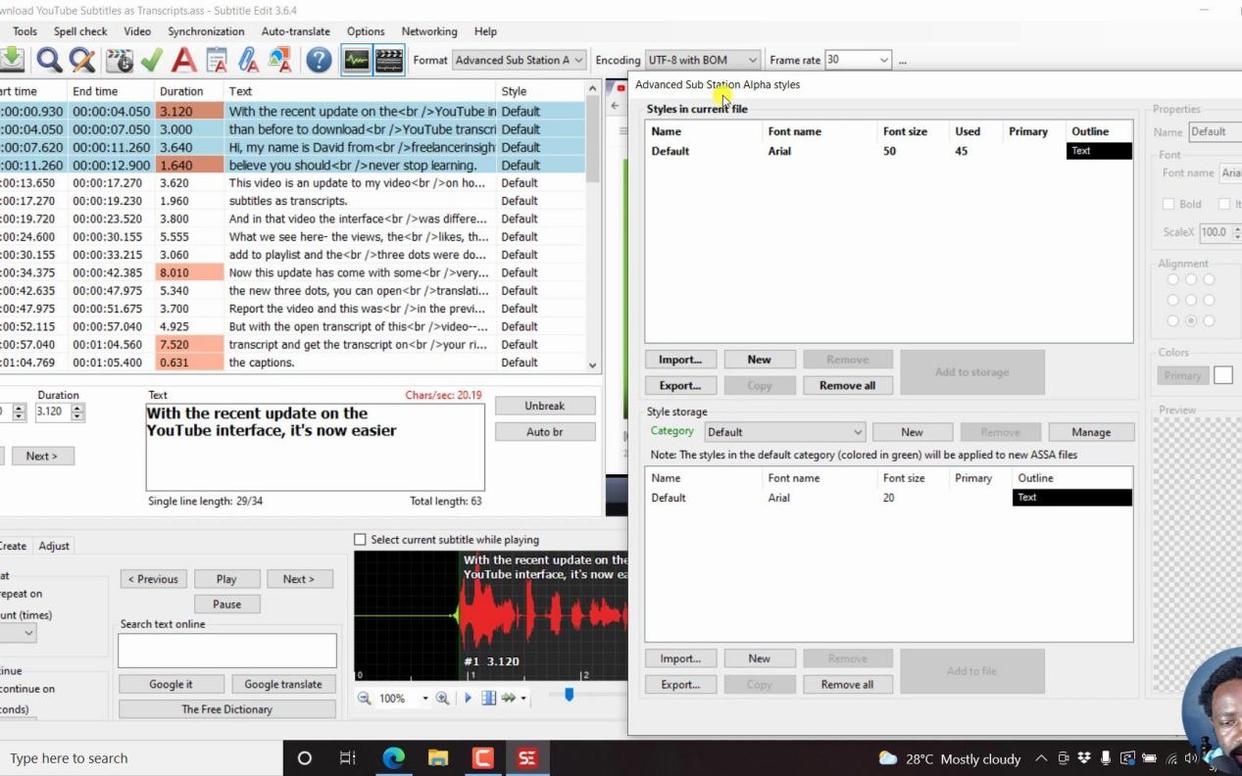 Subtitle Edit软件操作界面