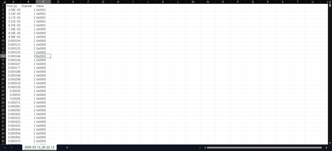导出的CSV音频数据表格示例