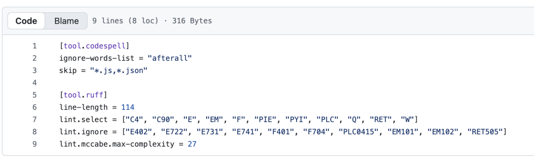TOML配置文件代码示例截图