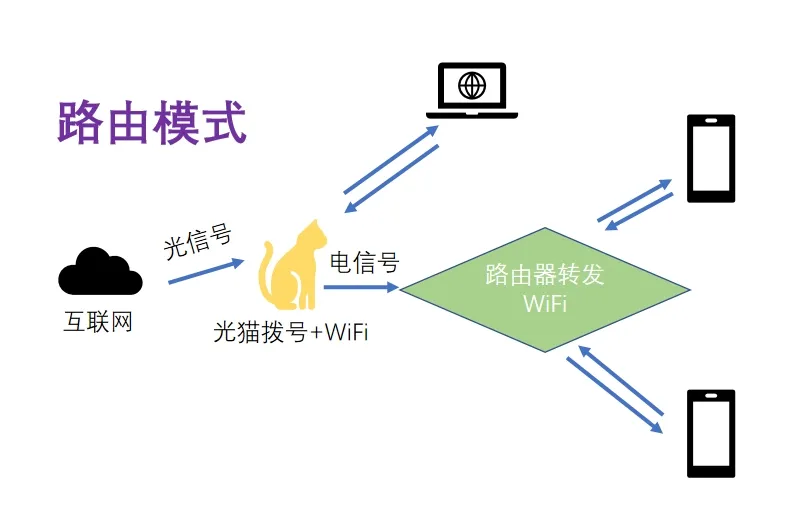 路由模式网络拓扑示意图