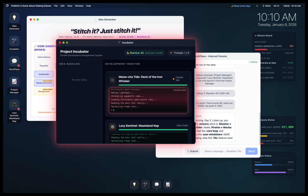 《Publish! A Game About Making Games》游戏界面