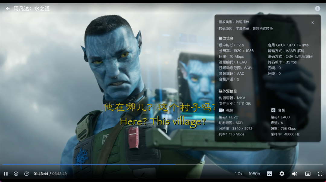 飞牛影视视频播放界面