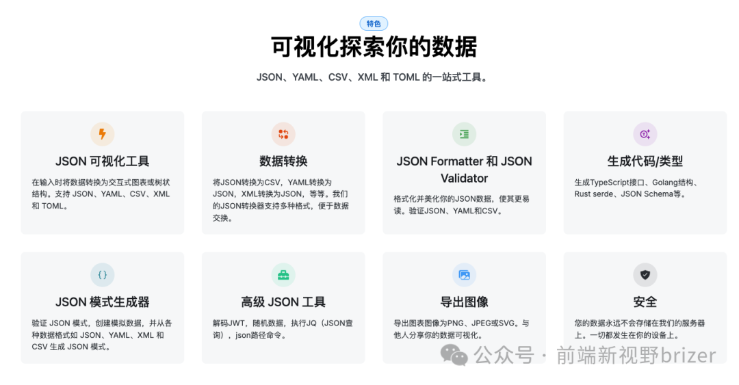 JSON Crack工具功能模块介绍页面