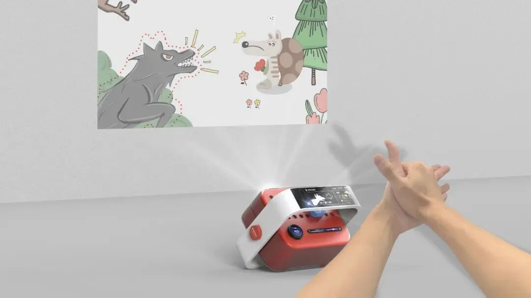 投影仪投射卡通画面并与手势互动