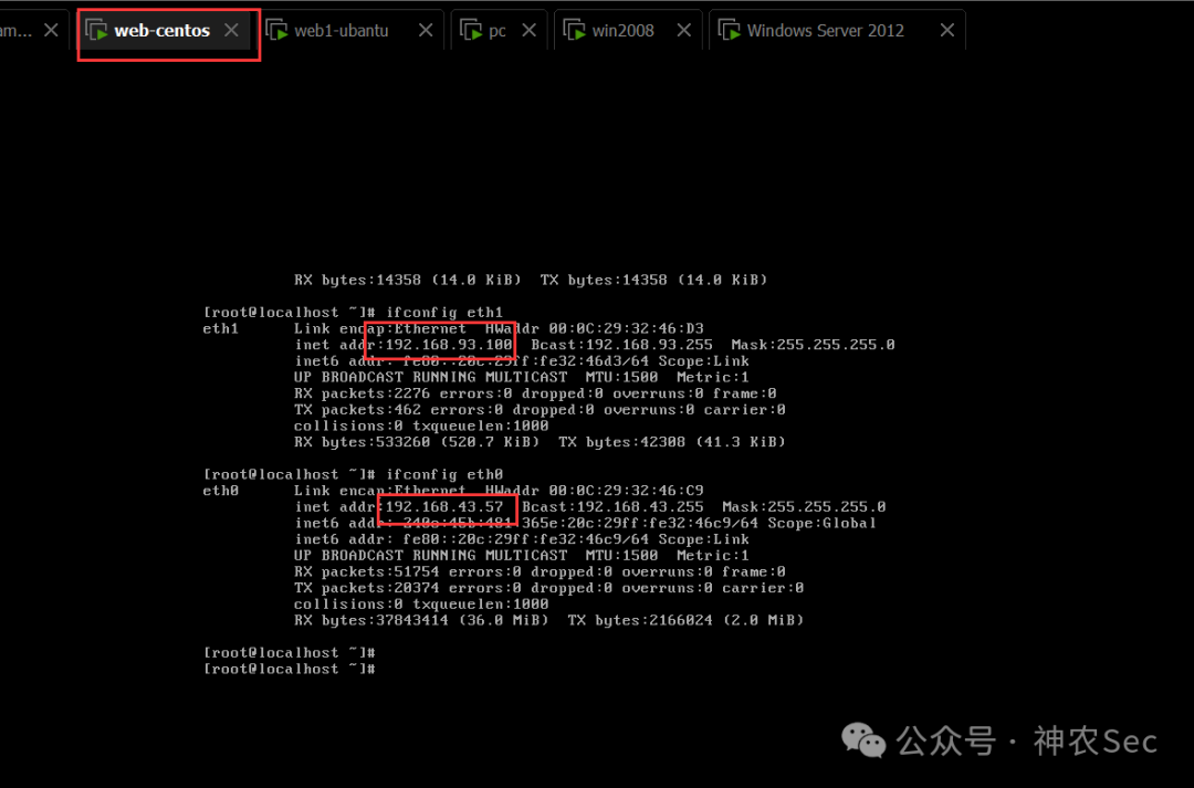 web-centos 网络接口信息