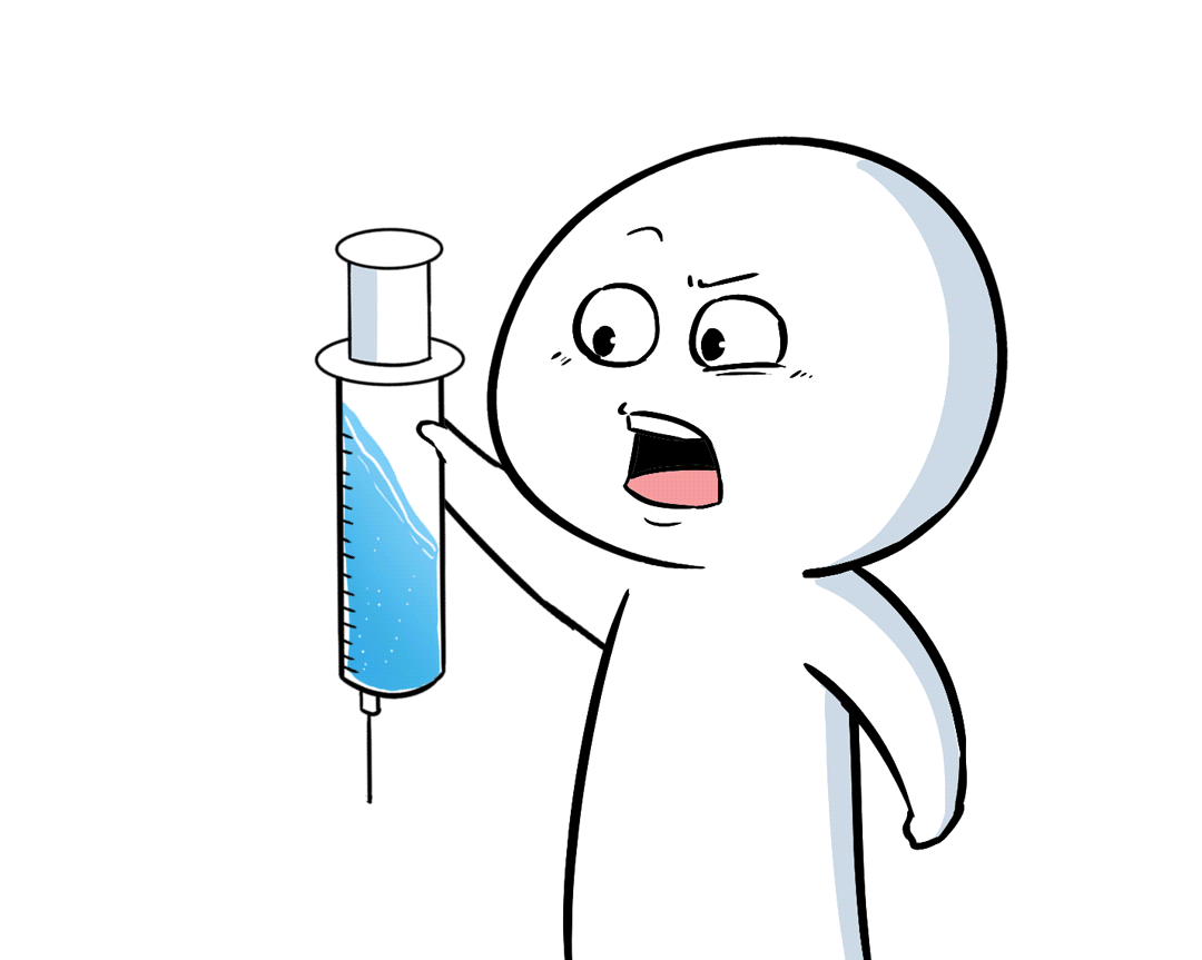 漫画：一个角色从抗拒注射到接受后变得愉悦