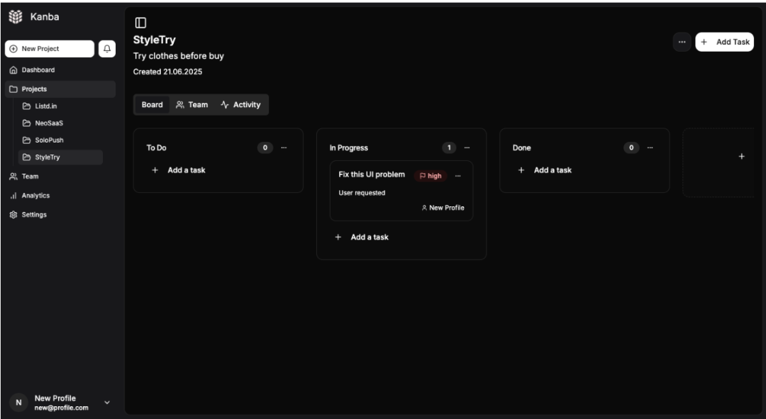 Kanba项目管理工具界面截图
