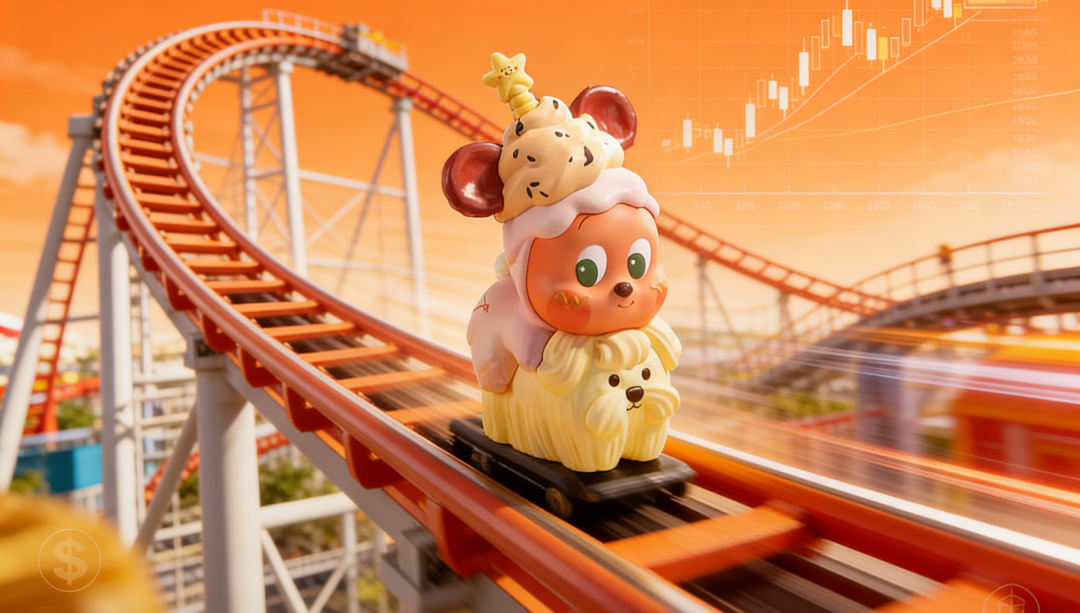 泡泡玛特IP与金融市场的象征图