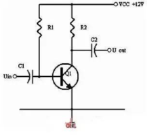 共射极基本放大电路示意图