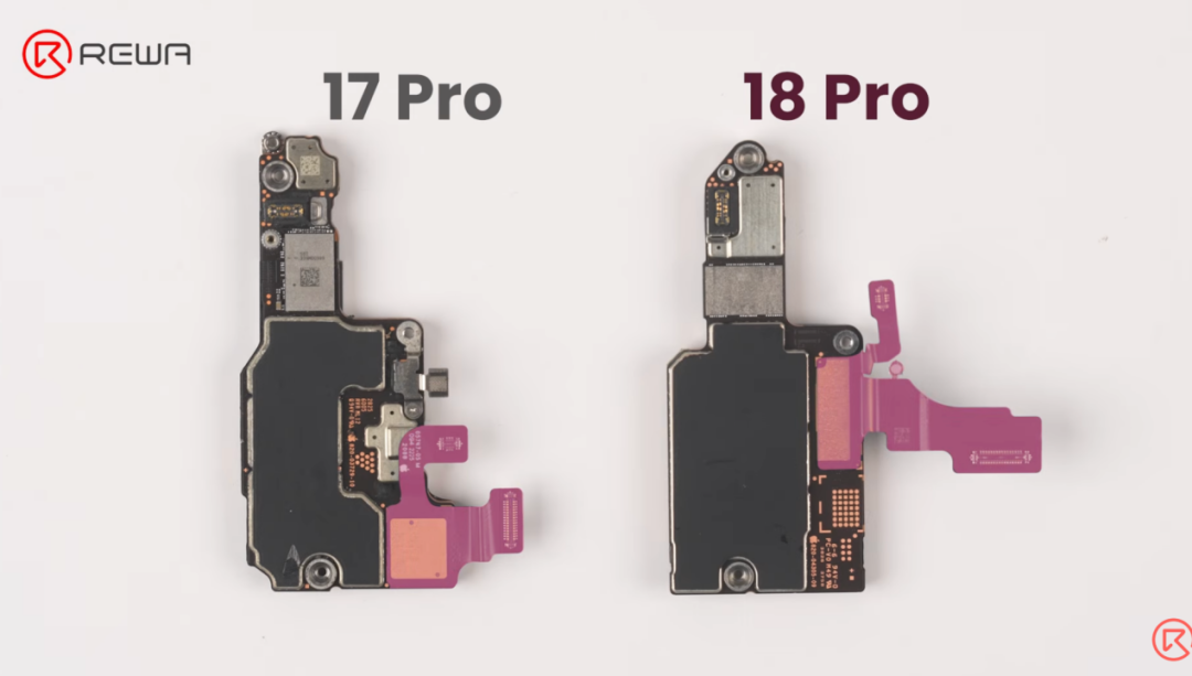 iPhone 17 Pro 与 iPhone 18 Pro 主板电路板组件对比