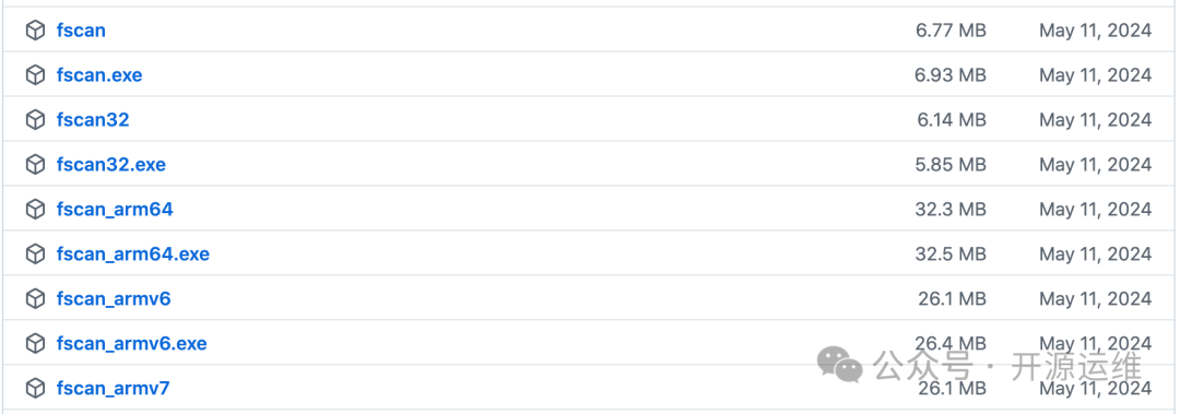fscan各平台预编译可执行文件列表