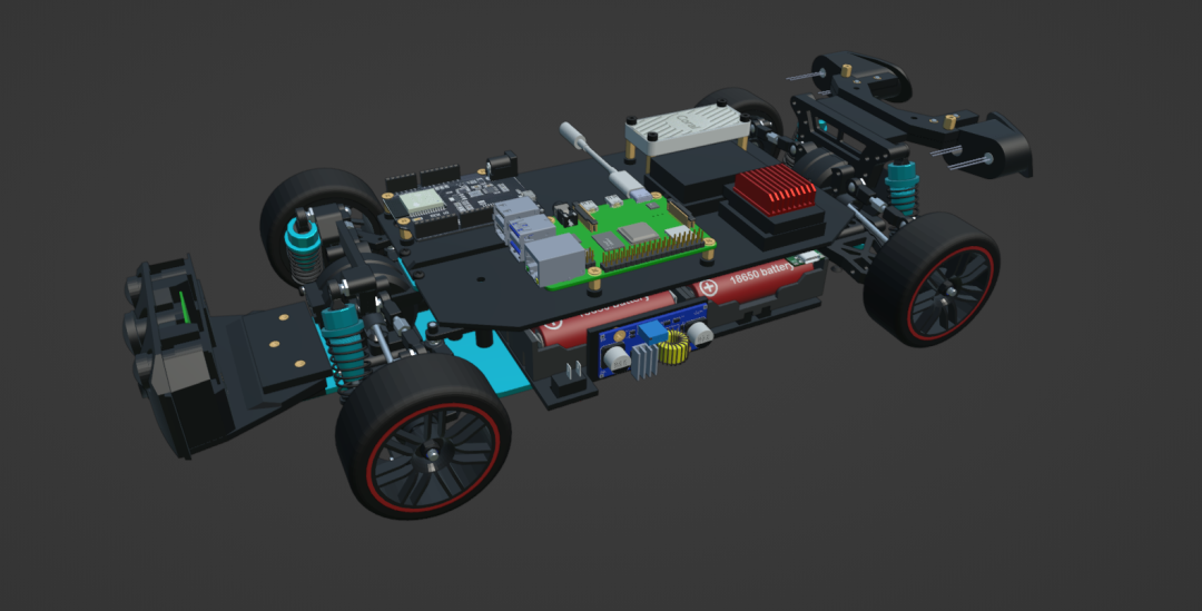 3D渲染展示的小车内部结构与电池布局