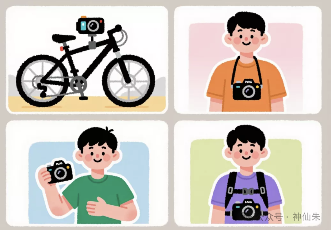 运动相机在不同场景安装的示意图，类比BSP的适配作用