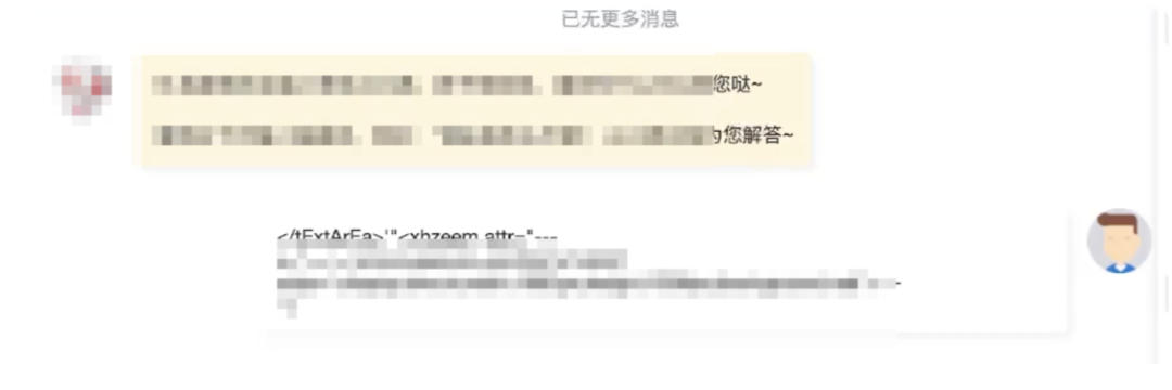 客服聊天界面输入XSS测试截图