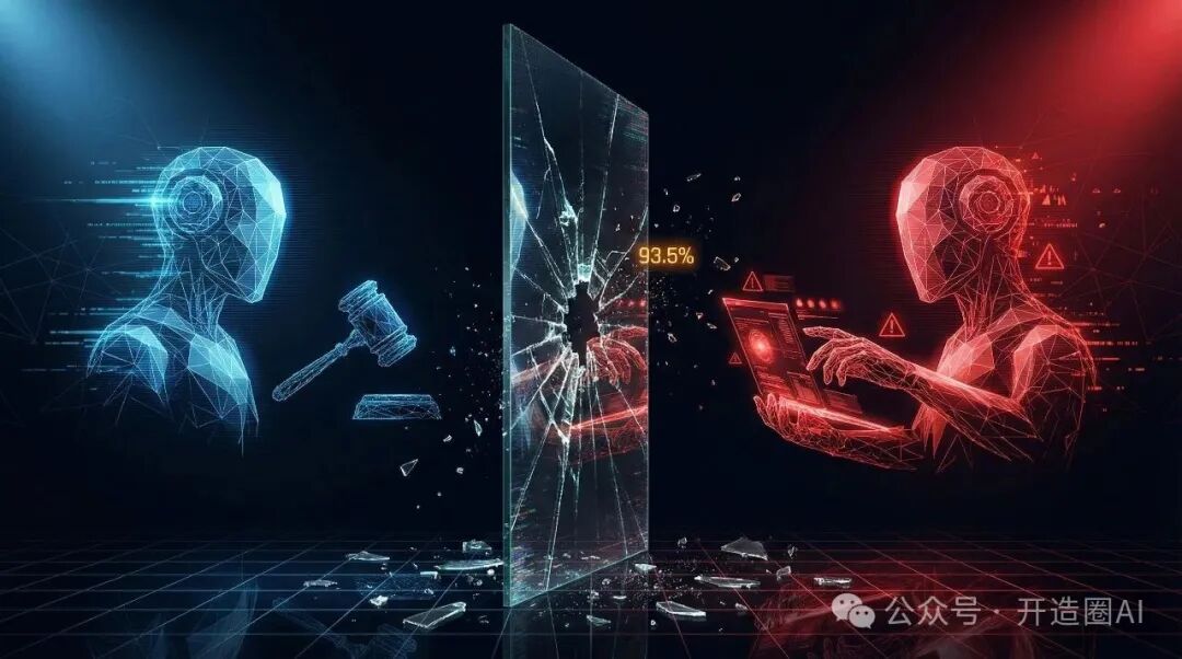 象征AI与规则冲突的破碎屏障概念图