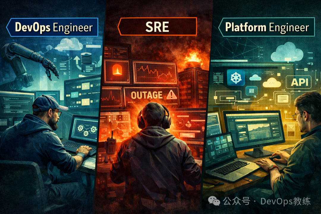 DevOps Engineer、SRE、Platform Engineer三种角色的风格化对比插图