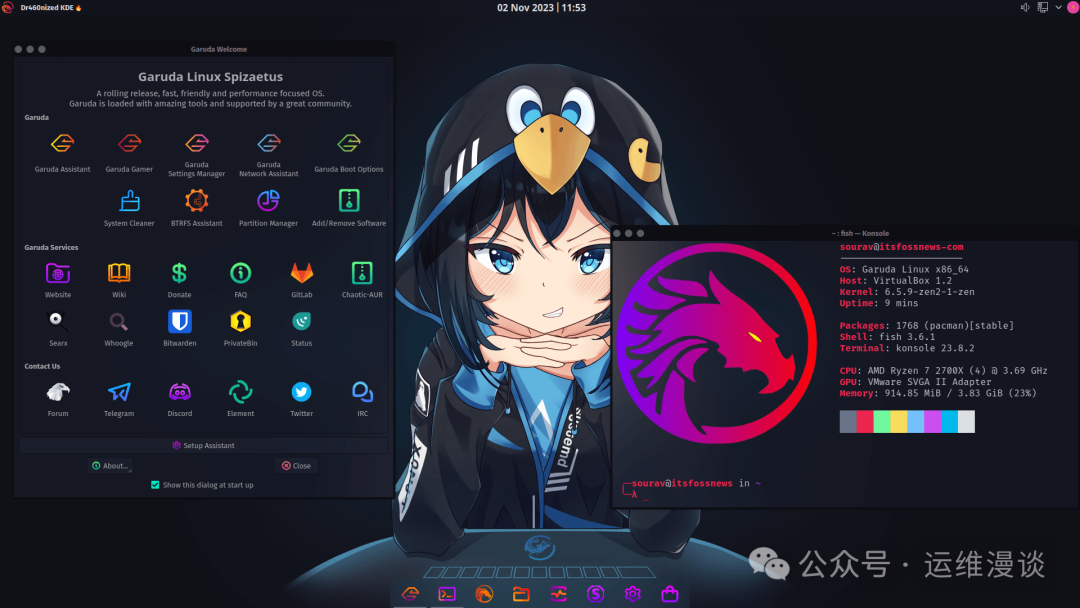 Garuda Linux 欢迎与系统信息界面