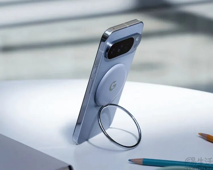 安卓手机搭配第三方磁吸支架站立展示图