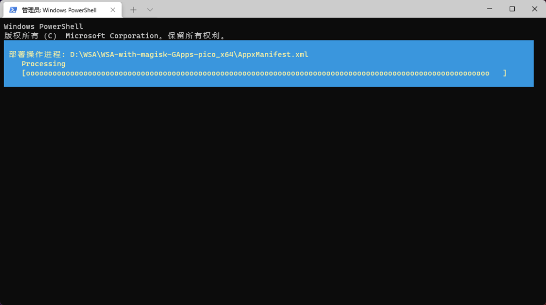PowerShell 窗口显示部署处理进度