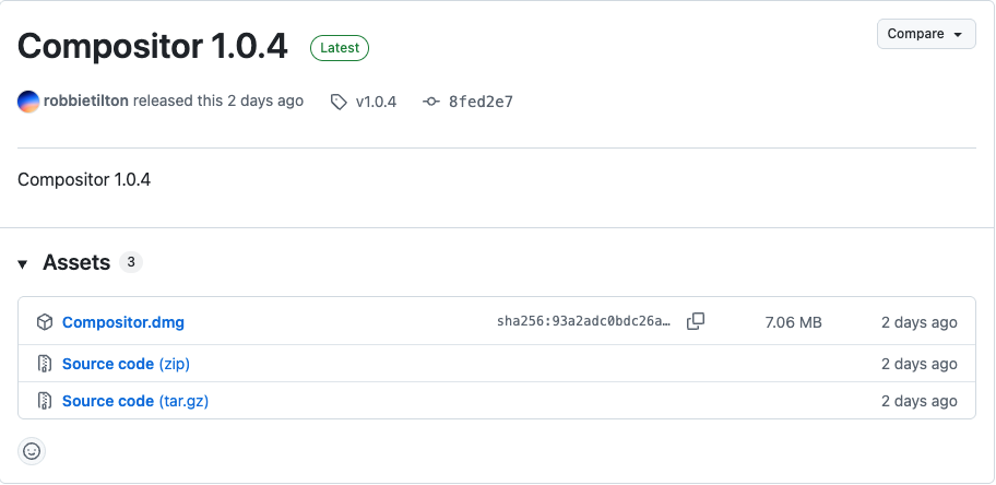 Compositor GitHub Releases 页面与下载资源