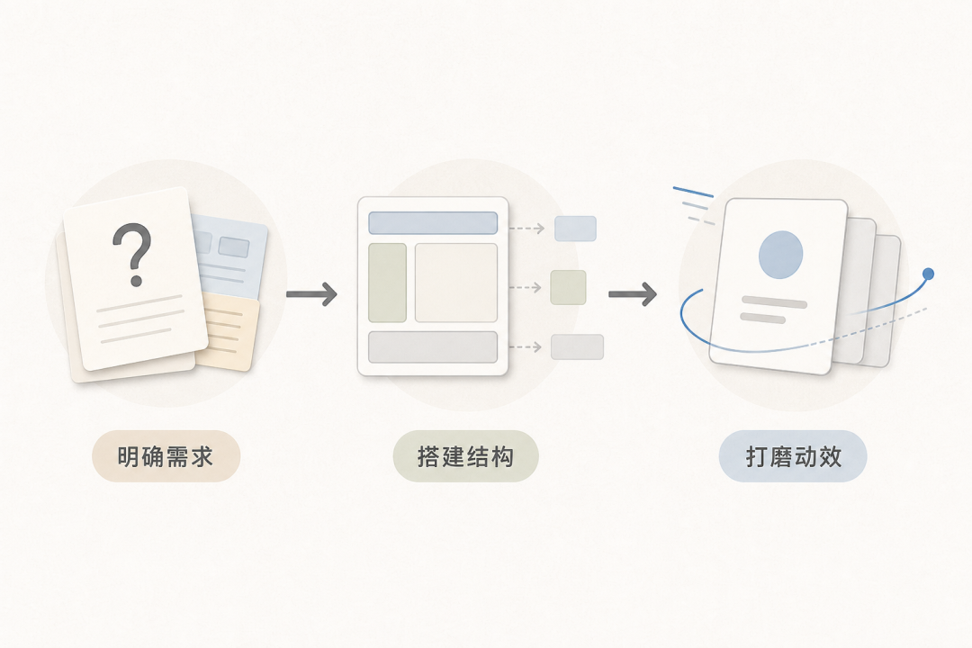 AI设计流程：明确需求、搭建结构、打磨动效