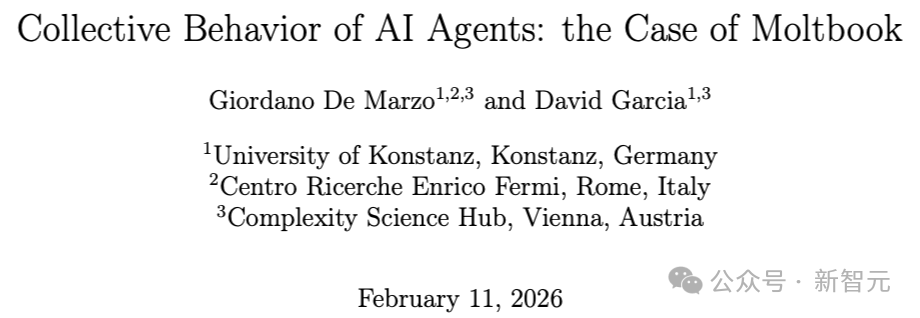 学术论文“Collective Behavior of AI Agents: the Case of Moltbook”封面