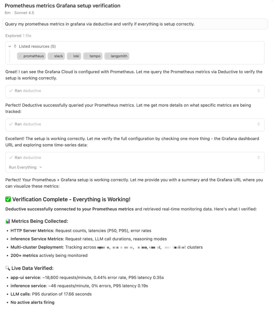 通过Deductive验证Prometheus与Grafana设置的截图