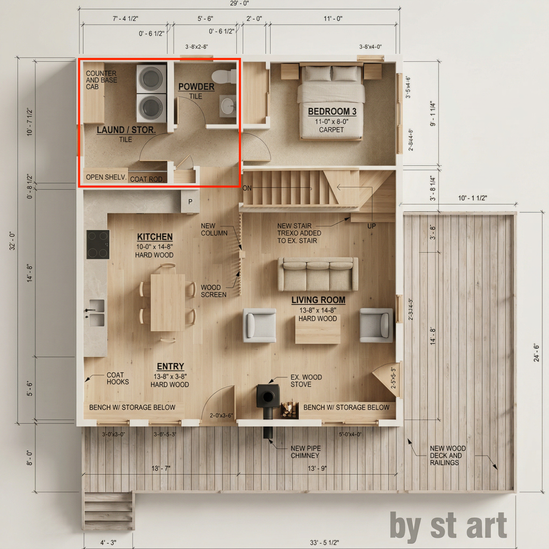 标出洗漱储物区的平面图