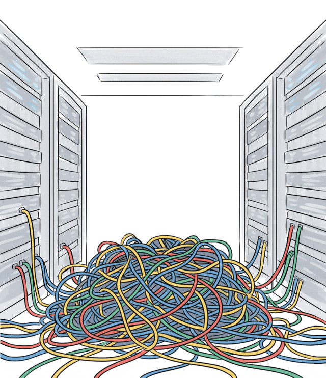 表达在网络线缆中迷失的幽默漫画