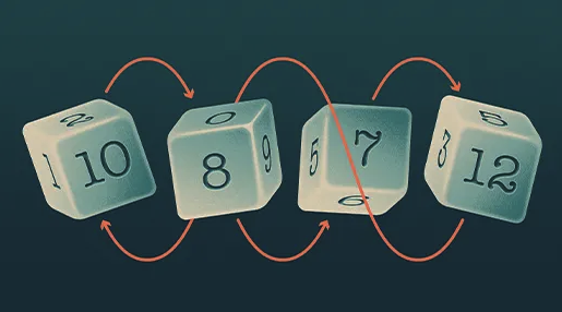 循环往复的骰子，象征迭代更新