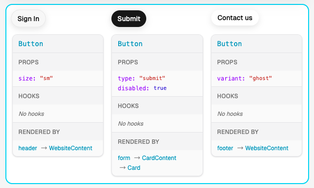 同一Button组件的三个不同属性实例
