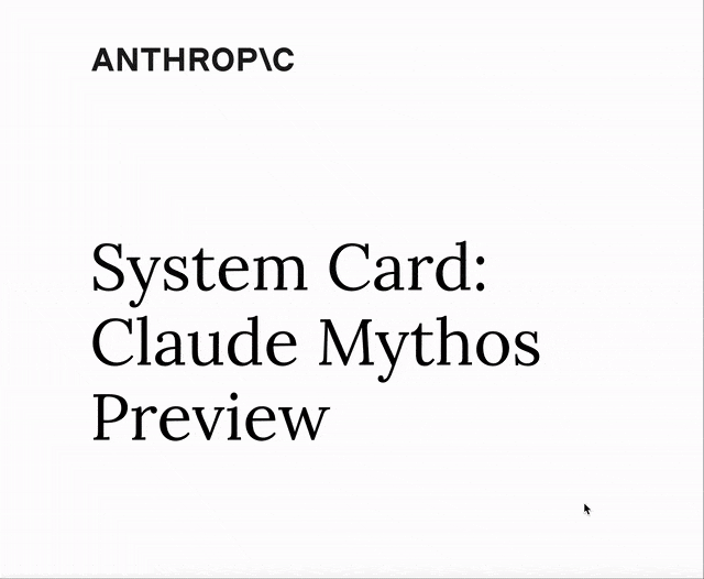 Claude Mythos Preview系统卡报告封面