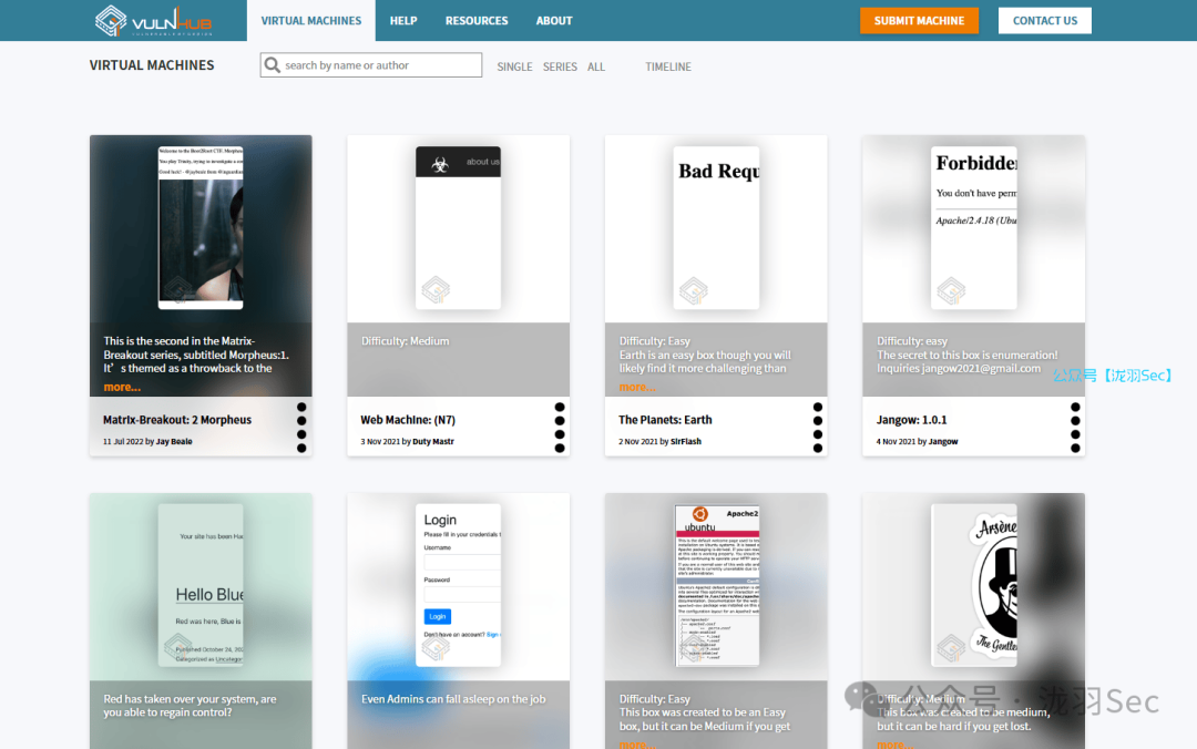 VulnHub网站虚拟机挑战列表