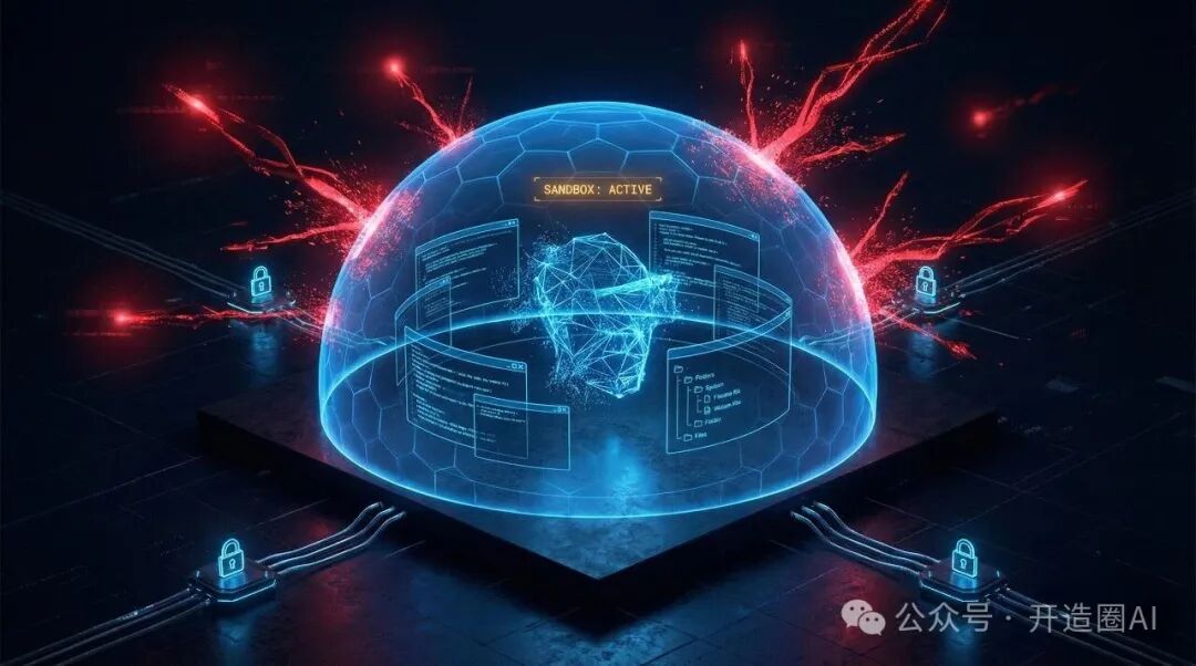 象征安全隔离的蓝色全息沙箱防护罩概念图