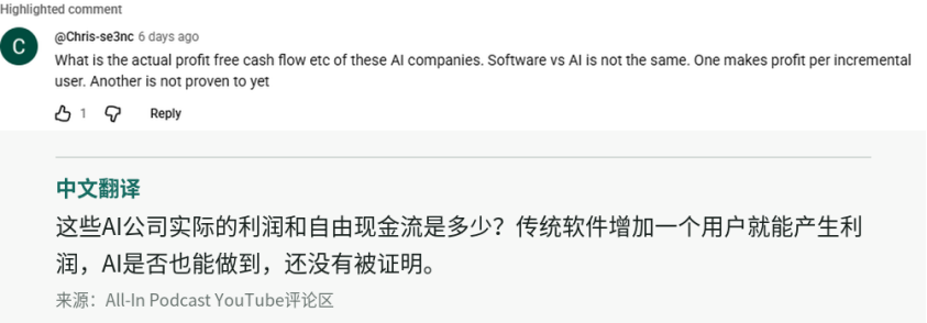 网友追问AI公司利润与自由现金流