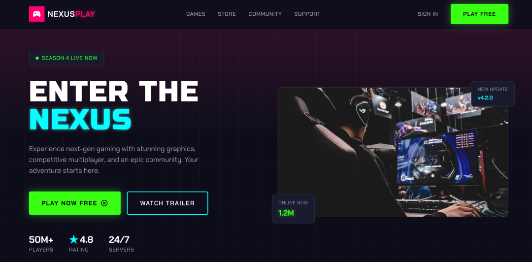 UI UX Pro Max 游戏平台页面示例