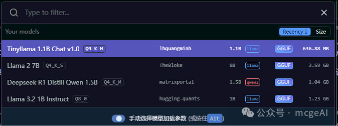 LM Studio 中的 TinyLlama 1.1B 模型