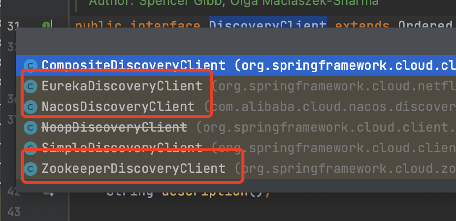 多种DiscoveryClient实现列表