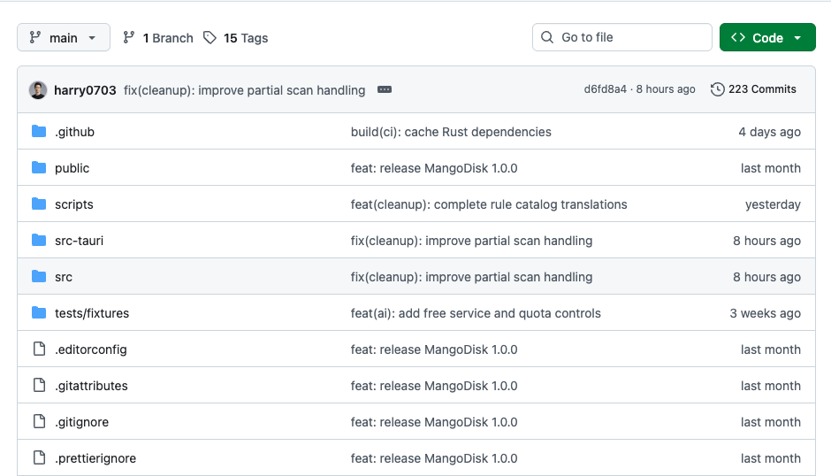 MangoDisk GitHub 仓库：文件目录与源码结构