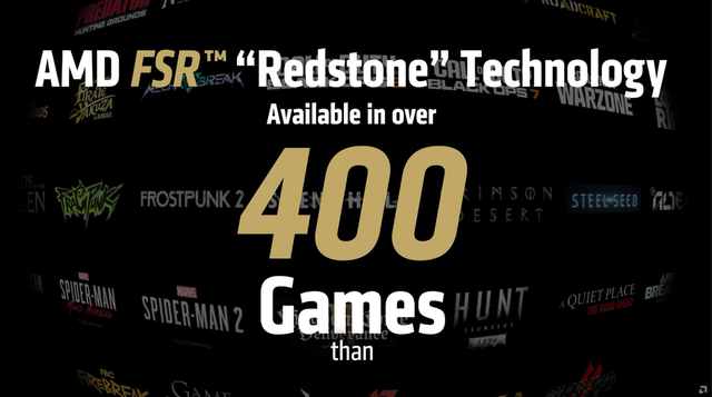 AMD FSR Redstone 技术在超过 400 款游戏中可用