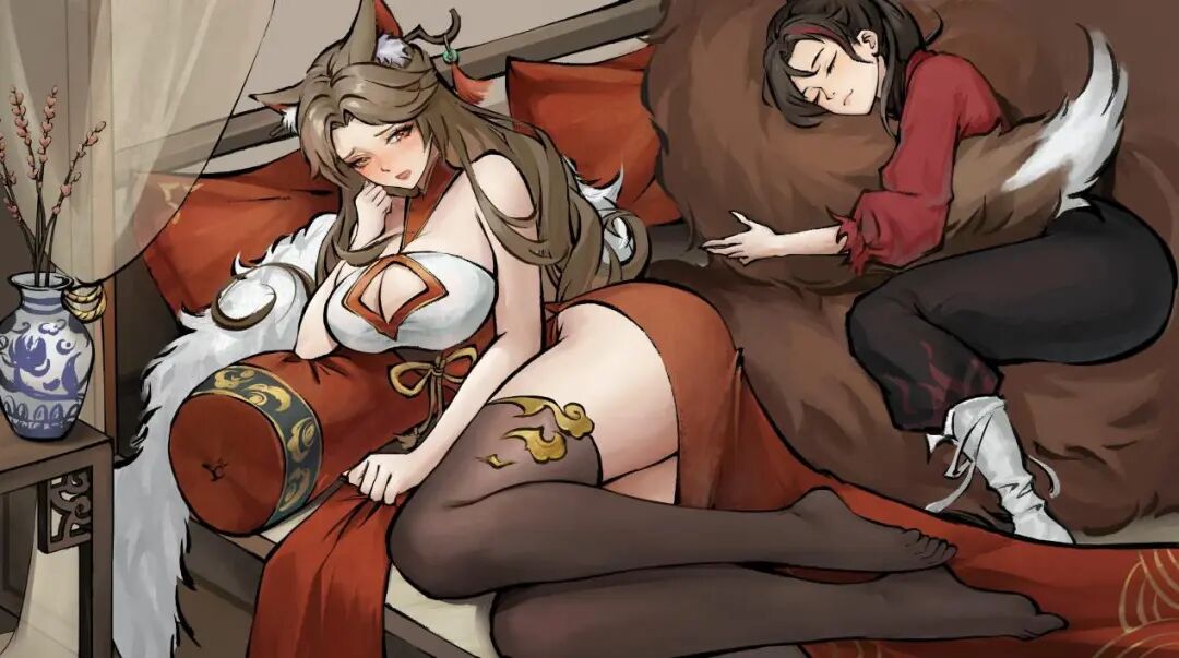 两位女性角色室内场景插画,体现团队创作中的温情与陪伴