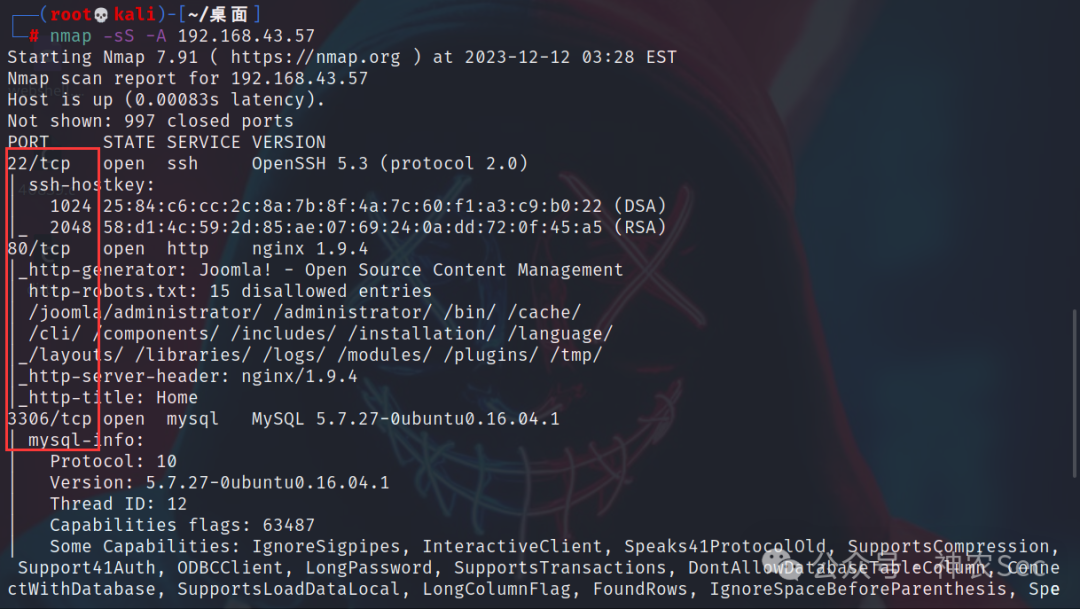 nmap 扫描结果