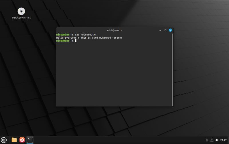 Linux Mint 终端查看 welcome.txt 欢迎信息